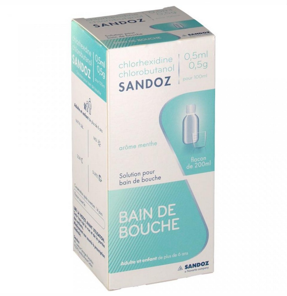 Chlorhexidine Chlorobutanol 0,5ml/0,5g Sandoz Bain de Bouche 200ml